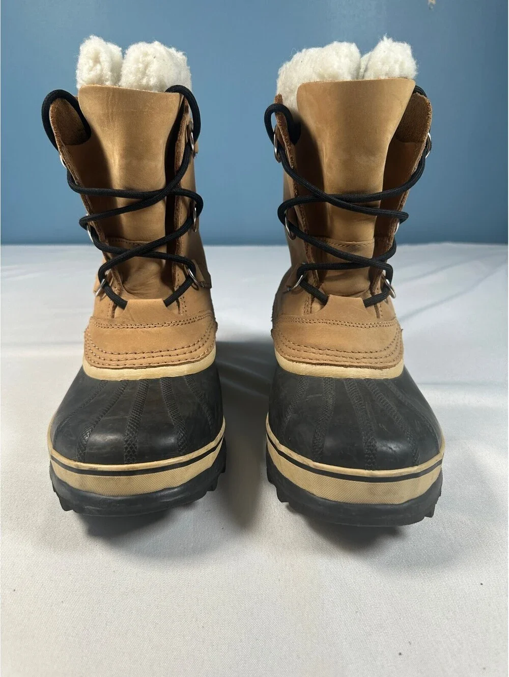 Sorel Caribou Waterproof Winter Snow Boots Buff Tan Nubuck Leather Women's Size7
